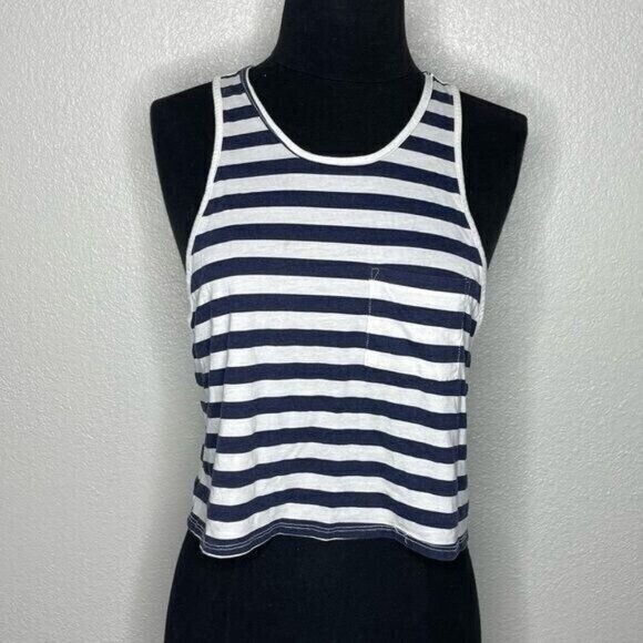 aerie Tops - aerie Blue & White Striped Sleeveless Crop Top Size XS
